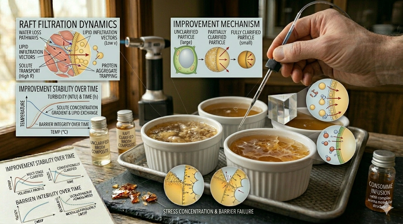 The Consommé – The Molecular Filtration of the "Raft" 