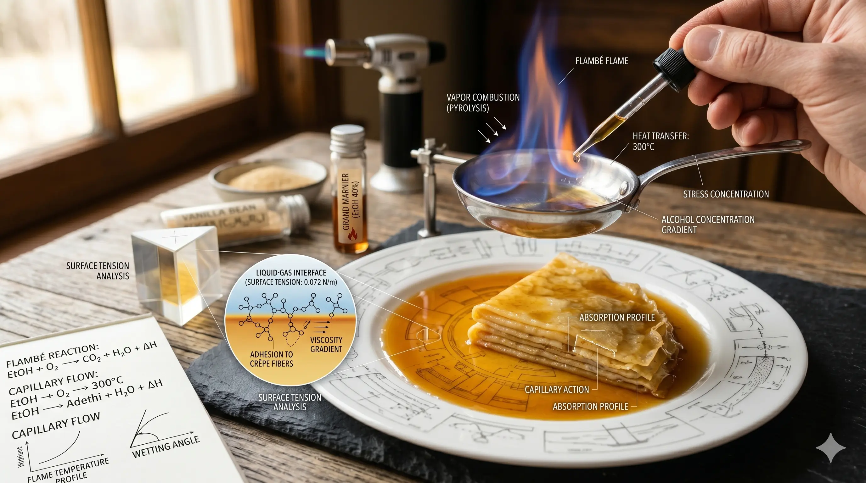 Crêpe Suzette – The Physics of the Flambé and Surface Tension