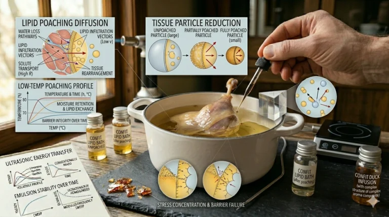 The Confit – The Physics of Low-Temperature Lipid Poaching 